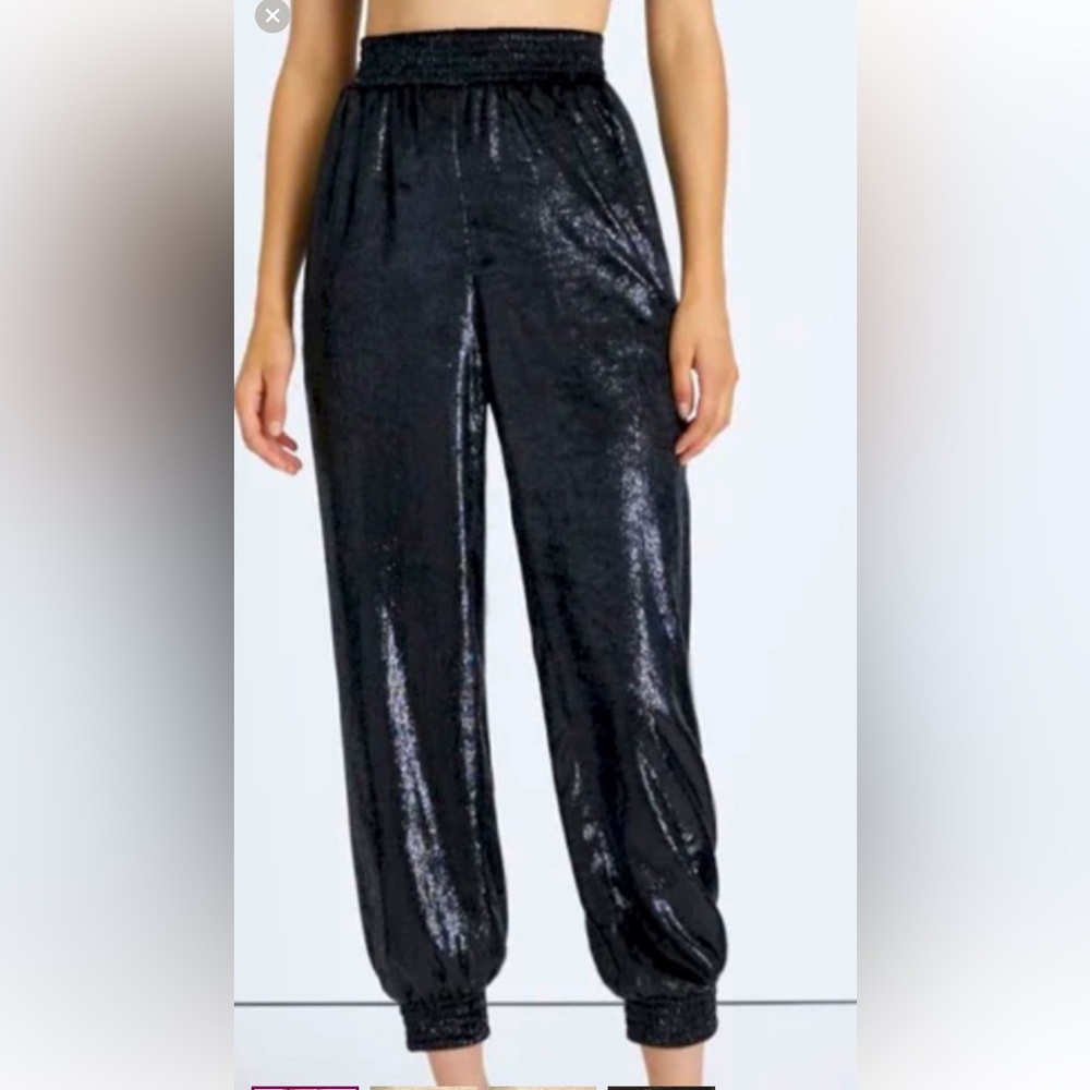7 for All Mankind Velvet Wide-Leg Joggers- Black- oversized size XS